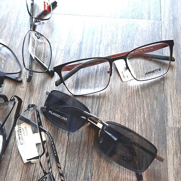 SEVEN PAIRS Prescription-ready Eyeglass Frames, Rx'able men Polarized Clip-Ons - Picture 6 of 7